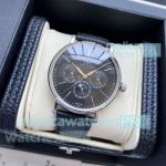 AAA IWC Portofino Perpetual Calendar Black Face Men's Replica Watch Black Leather Strap 